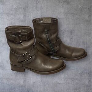 Frye Vicky  Short Engineer Leather Moto Boots Womens 8B Buckle Detail Grunge